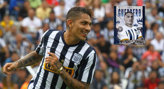 Paolo Guerrero usando la camiseta de Alianza Lima en un amistoso.   