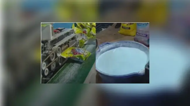  Detergente de origen chino era combinado con sal y otros aditamentos. (Captura Tv Perú)<br><br>    