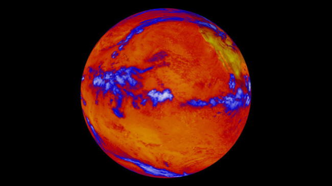 Los gases de efecto invernadero y el derretimiento del hielo polar son las dos principales causas del cambio climático. Imagen: Mapa de calor sobre el Océano Pacífico (2014). Crédito: NASA.<br><br>    