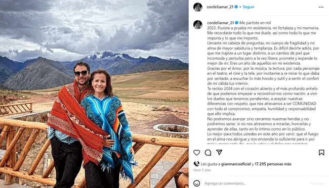 Mónica Sánchez enternece las redes sociales con romántica publicación. Foto: Instagram   