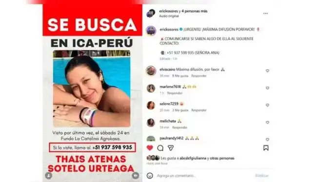 Erick Osores pidió ayuda para saber el paradero de su productora. Fuente: Instagram   