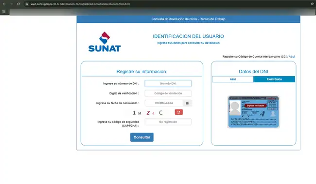 <em>Sitio web de la Sunat para consultar devolución de oficio</em>   