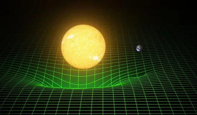 Curvatura del espacio-tiempo generada por el Sol y la Tierra. Foto: diseño/ T. Pyle/Caltech/MIT/LIGO Lab   