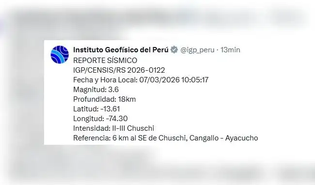 Temblor en Perú hoy, 7 de marzo de 2026: conoce dónde fue el epicentro del sismo, según IGP  