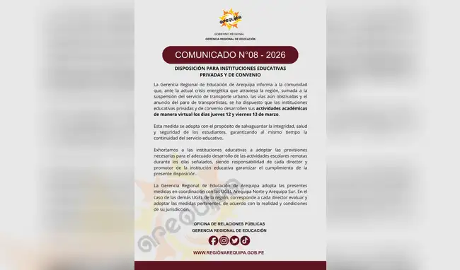 Arequipa dispone de clases virtuales  