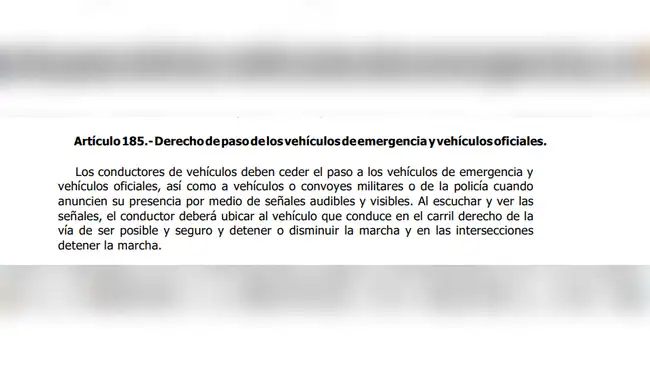 Artículo 185 reglamento  