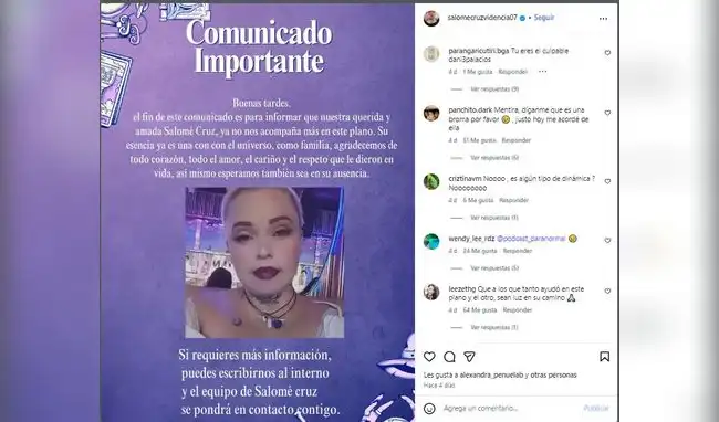 Muere la famosa vidente y médium, Salomé Cruz.  
