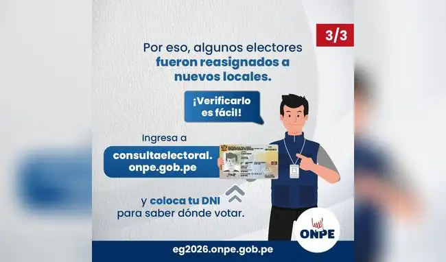ONPE anuncia reasignaciones de último minuto para este 12 de abril.   