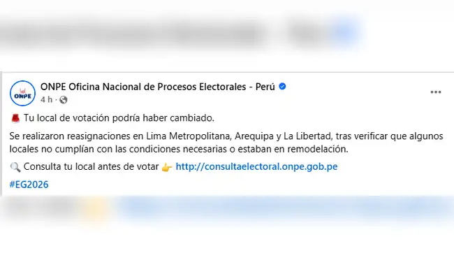 ONPE anuncia reasignaciones de último minuto para este 12 de abril.   