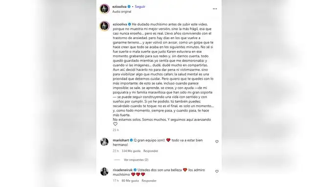 Ezio Oliva compartió un episodio privado con sus fans. Ezio Oliva compartió un episodio privado con sus fans.