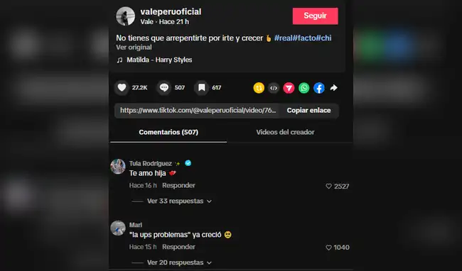 Valentina Carmona comparte mensaje en sus redes  