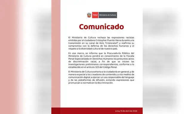 Ministerio de la Cultura anuncia investigación contra Cristorata  