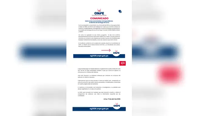 ONPE se pronuncia tras actas encontradas en la basura  