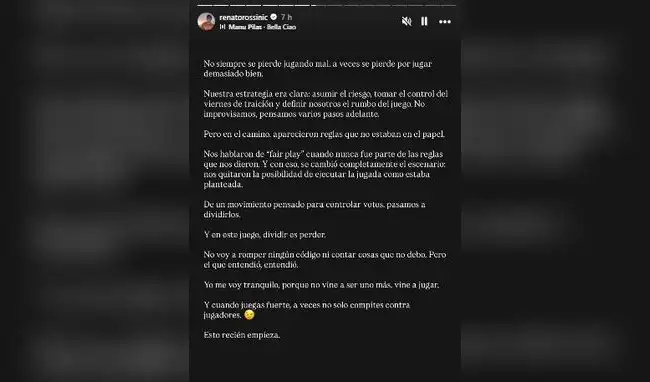 Renato Rossini Jr. hace acusación contra ‘La Granja vip Perú'.  