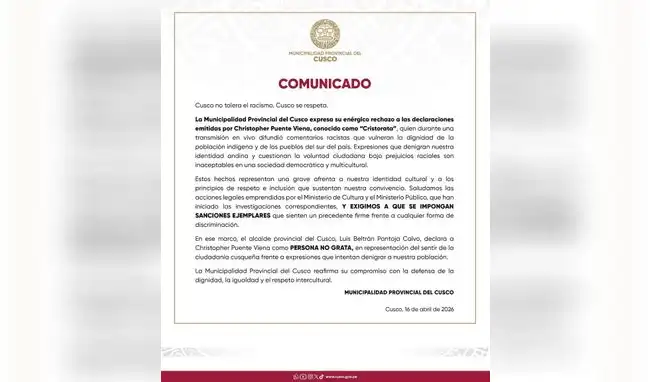 Municipalidad Provincial del Cusco.  