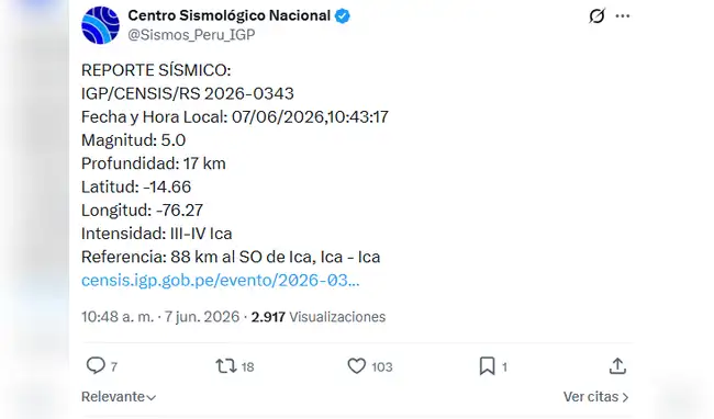 Sismo en Ica  