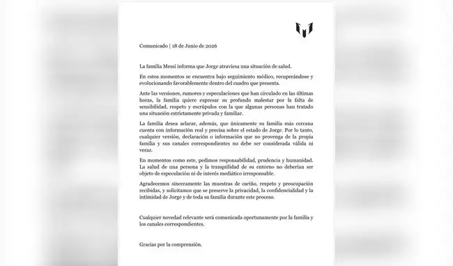 Lionel Messi y el comunicado de su familia. Lionel Messi y el comunicado de su familia.