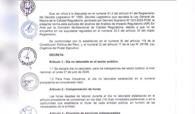 Decreto Supremo N.° 075-2026-PCM.  