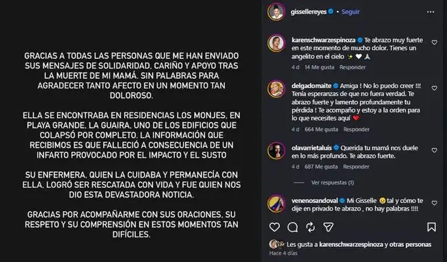 Miss Venezuela confirma la muerte de su madre tras doble terremoto este junio 2026.   