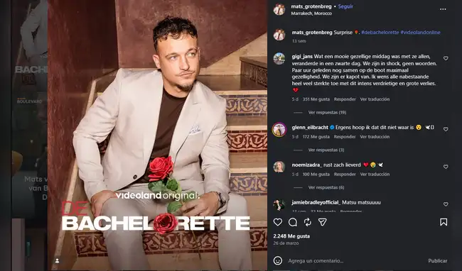 Falleció el exchico reality Mats Grotenbreg  