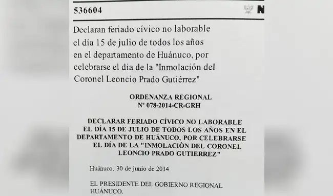 Declaran feriado cívico no laborable  