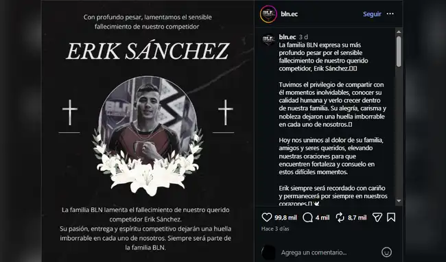 BLN se despide de Erik Sánchez  