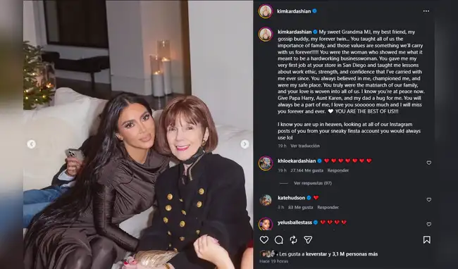 Kim Kardashian lamenta fallecimiento de su abuela Kim Kardashian lamenta fallecimiento de su abuela
