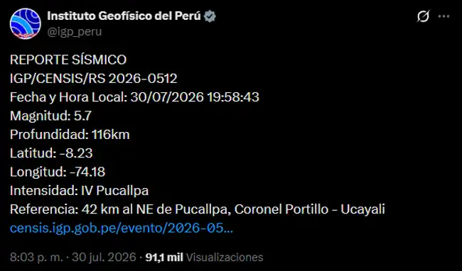 Sismo en Ucayali Sismo en Ucayali