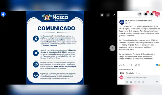 Municipalidad de Nasca se pronuncia Municipalidad de Nasca se pronuncia
