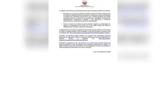 Digemid lanzó alerta Digemid lanzó alerta