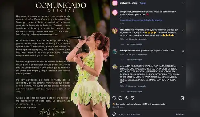 Anely Dávila comunica que deja La Bella Luz Anely Dávila comunica que deja La Bella Luz
