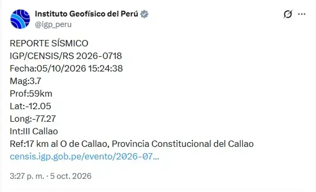 Un sismo remeció Lima. Un sismo remeció Lima.