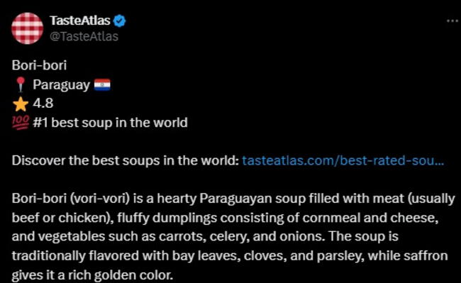 Taste Atlas consideró a vori-vori como la mejor sopa del mundo.   