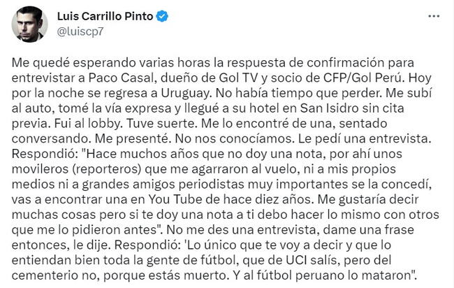 Luis Carrillo Pinto sobre Paco Casal.   