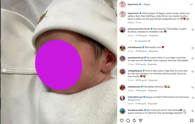 Ely Yutronic presentó a su hija en redes sociales. Ely Yutronic presentó a su hija en redes sociales.