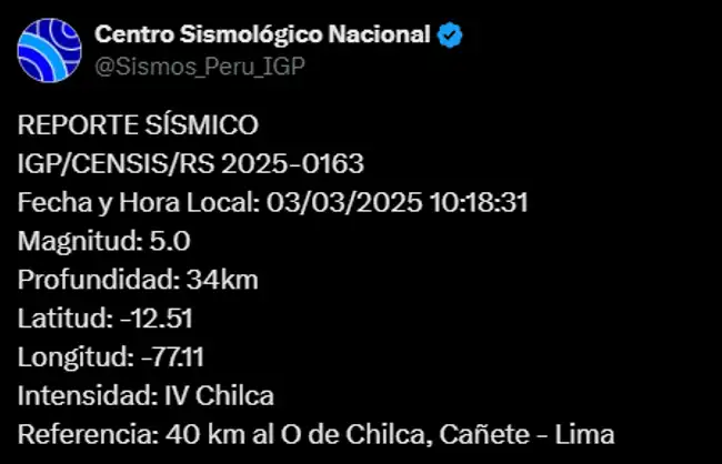 Temblor en Chilca   