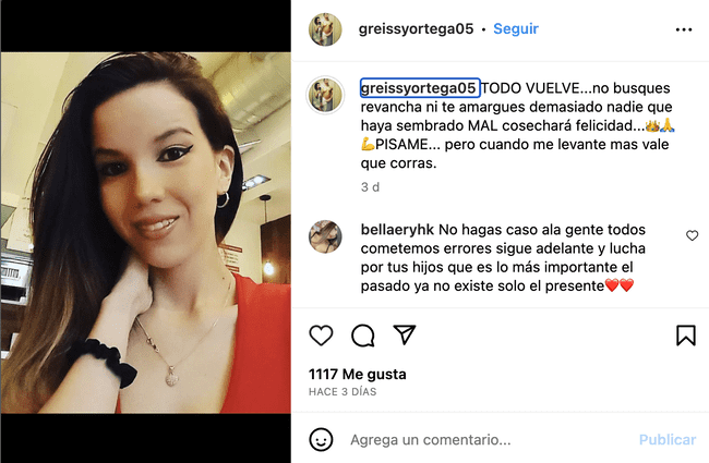 Greissy Ortega publicó un impactante mensaje en sus redes sociales. 