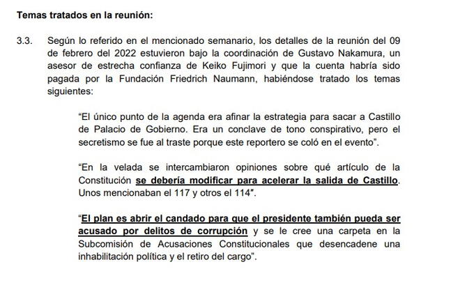 Argumentos de la denuncia constitucional de Betssy Chávez a María del Carmen Alva.   