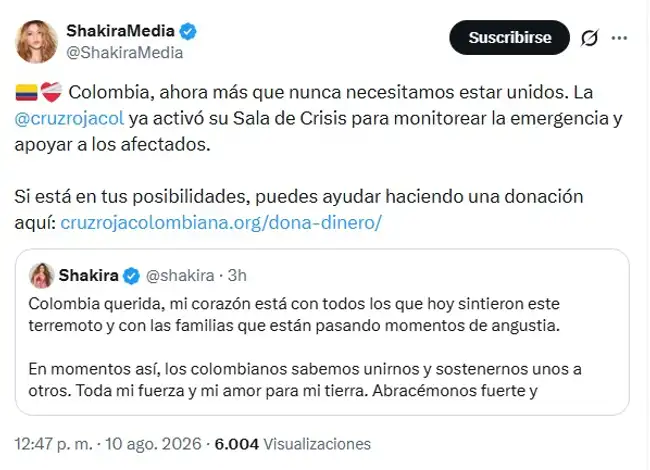 Shakira compartió sus emociones por las redes sociales.  