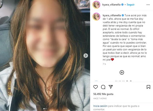 Publicación de Kyara Villanella en su Instagram.   