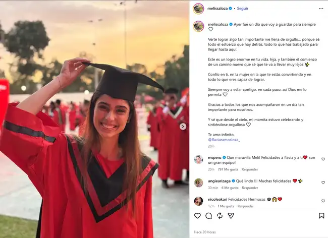 Melissa Loza dedicó tiernas palabras a su hija mayor.  