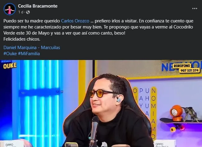 Respuesta de Cecilia Bracamonte al comentario de Carlos Orozco.   