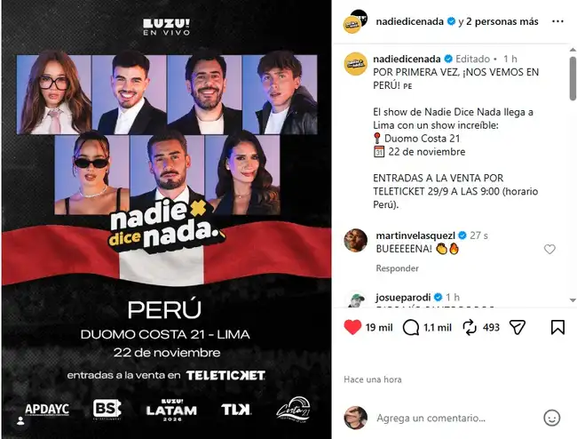 Nico Occhiato anunció su primera vez en Lima. Nico Occhiato anunció su primera vez en Lima.