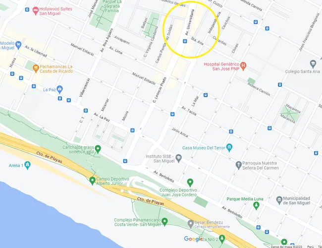 El inicio de la Av. Universitaria es registrado en Google Maps. 