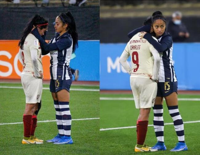 Xiomara Canales consolando a su hermana Xioczana tras ganarle la final en 2021.   