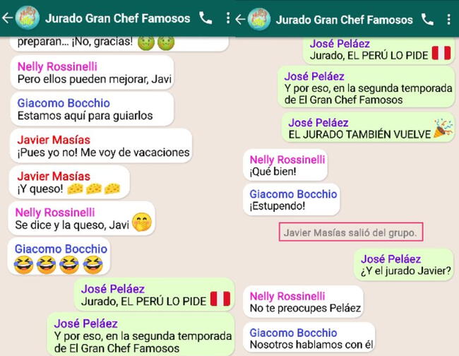  Javier Masías se retiró del grupo de WhatsApp tras conocer la segunda temporada de El Gran Chef Famosos. (Foto: captura de pantalla / Instagram)    