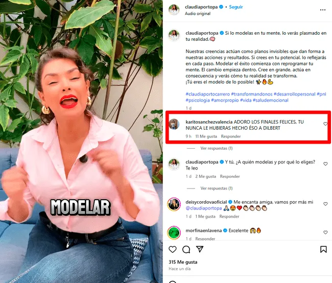 Claudia Portocarrero en Instagram Claudia Portocarrero en Instagram