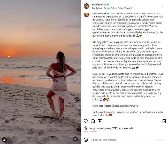 Publicación de Korina Rivadeneira en su cuenta de Instagram.   