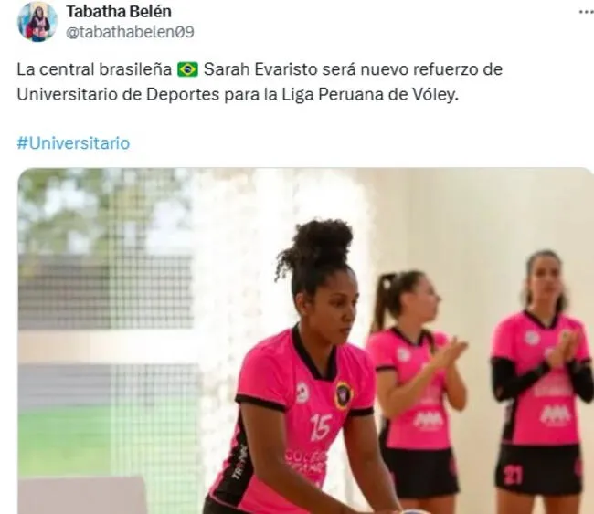 Sarah Evaristo, nuevo refuerzo de Universitario.   