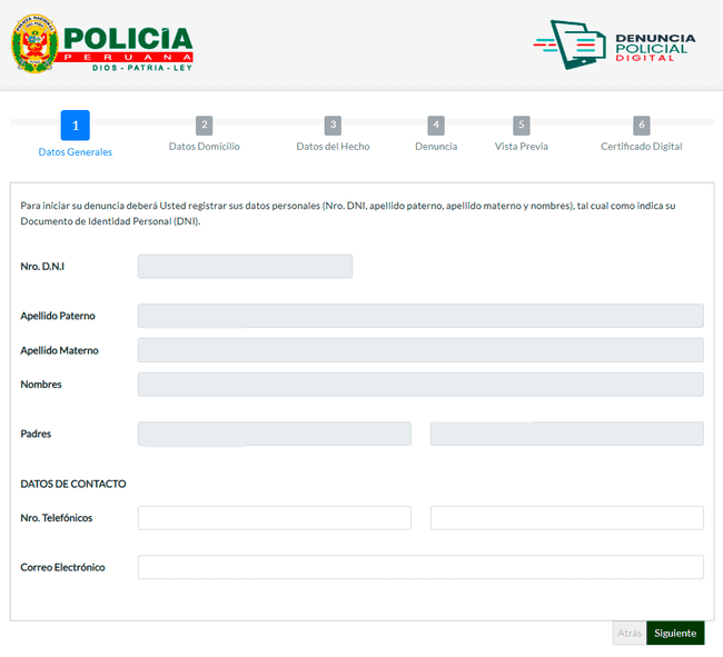 Denuncia Policial Digital.   